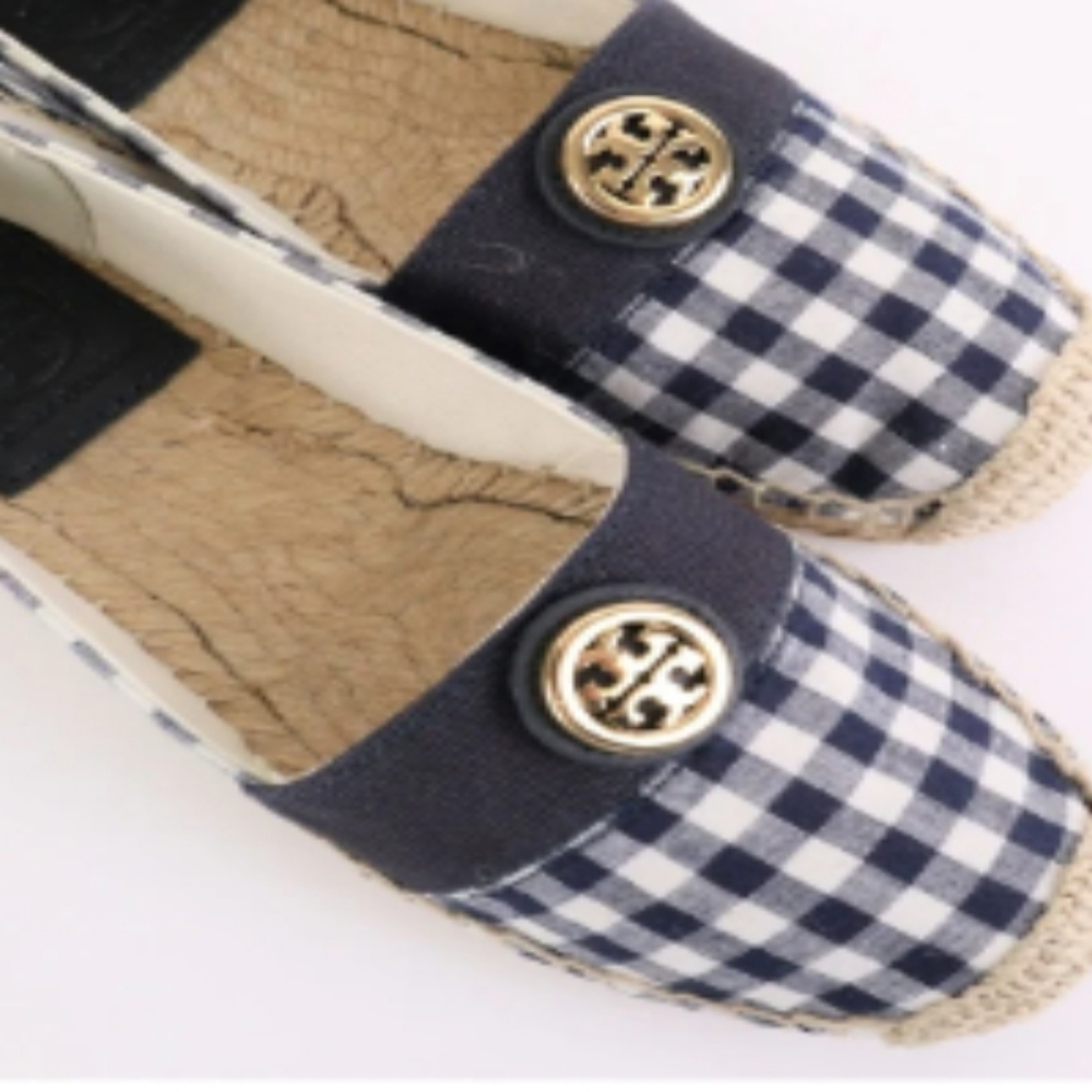 Tory Burch Beacher Brigh Navy Espidrilles Flats Jute Leather Designer #714 - Picture 14 of 16